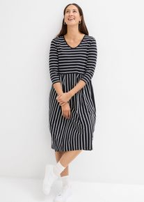 bonprix Femei Rochie midi din jerse din bumbac, negru, 48/50