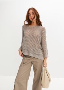 bonprix Női Azs&uacute;r pul&oacute;ver viszk&oacute;z kever&eacute;kből, barna, 48/50