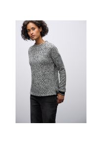 Street One Rundhalspullover Langarm mit Tapeb&uuml;ndchen im Leo-Look