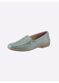 Dames Slipper met bijzonder flexibele zool in eucalyptus ,maat 39, Witt, 100% Glad leer