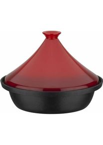 GSW Tajine 30 cm aus Gusseisen mit Keramikdeckel schwarz - rot, Pfanne + Kochtopf, Schwarz