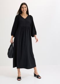 bonprix Femei Rochie midi din jerse structurat, negru, 44/46