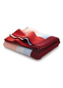 R&oslash;ros Tweed Lammwolldecke Bauhausstil Rot