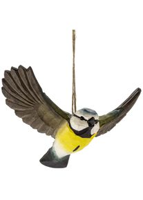 Wildlife Garden Fliegende Blaumeise Lindenholz handgeschnitzt