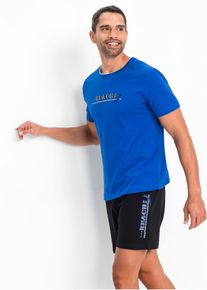 bonprix Kr&aacute;tke pyžamo s m&auml;kkou bavlnou, modr&aacute;, 48/50 (M)