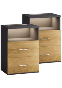 Casaria Nachtkastje Jamie Set van 2 Hout/Grijs 55x40x28cm