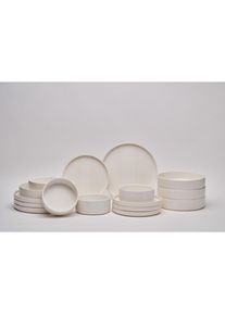 Novel Kombiservice , Wei&szlig; , Keramik , 16-teilig , Streifen , 650 ml , Lfgb , lebensmittelecht , Geschirr, Geschirrsets, Kombiservice