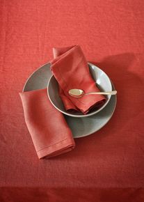 Linnen servetten (set van 2) - rood - maat 40x40 cm - linnen - bonprix