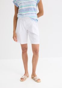 bonprix Femei Pantaloni scurţi din material cu in, alb, 50