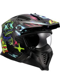 LS2 OF606 Drifter Rayz, kask modułowy , kolor: Czarny/Neonowyowy-Ż&oacute;łty/Niebieski , rozmiar: M