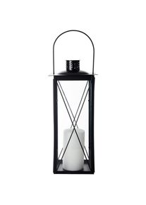 Ambia Home Laterne , Schwarz, Transparent , Metall, Glas , Metalloptik , rechteckig , 17x40x17 cm , Glaseinsatz , Dekoration, Laternen & Windlichter, Laternen