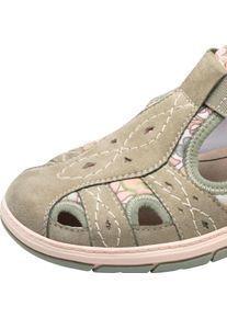 Jana Dames Klittenbandschoen met bloemenprint leem Maat 39