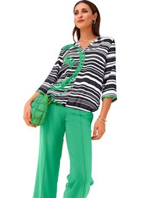 Damer Bekv&auml;m blus med res&aring;r i f&aring;llen vit-gr&auml;sgr&ouml;n-med tryck Gr&ouml;&szlig;e 44