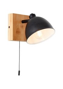 Brilliant Wandleuchte &raquo;Celia&laquo; E14 H&ouml;he 13 cm, E14, Metall/Bambus, matt schwarz/bambus