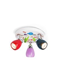 Brilliant LED Deckenstrahler &raquo;BIRDS&laquo; GU10 1 Stk. Warmwei&szlig; Spotrondell bunt, 3 x GU10 max. 3W, 11cm H&ouml;he, schwenkbar, Metall