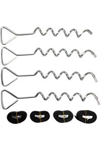 Peddy Shield Bodenanker Set, 8 Stk. tlg. bestehend aus 4 Erdankern und 4 Spanngurten (2,5 m)