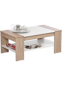 Stolkom Couchtisch &raquo;Finley mit Ablageboden, Eiche Sonoma Wei&szlig;, BxHxT 100x44x58 cm&laquo; Couchtisch, OTTOs Choice, Schubladenfront mit Lamellen-Optik, 