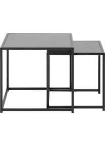 ACTONA GROUP Beistelltisch Set, 2 Stk. tlg. Metallrahmen, Industrie-Look und quadratischer Form, Satz von 2 St&uuml;ck
