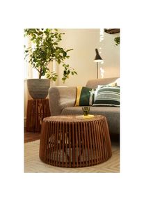 Tom Tailor HOME Beistelltisch &raquo;T-RATTAN SIDE TABLE LARGE&laquo; gro&szlig;er Beistelltisch aus Rattan mit Platte aus recycletem Teakholz