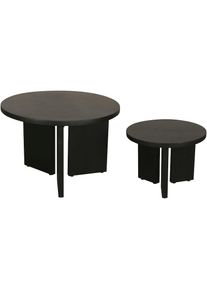 ByLiving Couchtisch &raquo;Round&laquo; Set, aus 2, 5cm starkem Massivholz schwarz, einzeln oder im Set stellbar