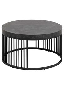 ACTONA GROUP Couchtisch &raquo;Strington&laquo; Rund Sofatisch, Izmir matt schwarz rau Melamin, &Oslash;65x35cm