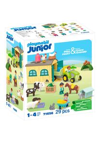 Playmobil Konstruktions-Spielset &raquo;Bauernhof-Abenteuer mit Traktor, Anh&auml;nger u. tier. Freunden (71656)&laquo; JUNIOR, Made in Europe