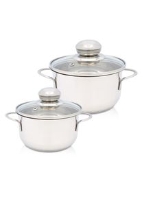 Kr&uuml;ger Kr&uuml;ger Topf-Set &raquo;Saturn&laquo; Set, 1x Fleischtopf &Oslash; 12 cm, 1x Fleischtopf &Oslash; 14 cm, je mit Deckel, 2 Stk. tlg. Edelstahl