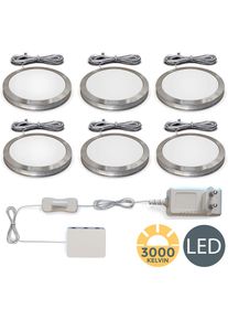 B.K.LICHT Unterschrankleuchte LED-Board Warmwei&szlig; Schranklicht, Unterbauleuchte, flach, Aufputz-Strahler, Spots, 6er SET