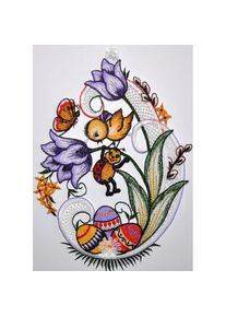 Stickereien Plauen Fensterbild &raquo;Fensterbild Ostern&laquo; Echte Plauener Spitze