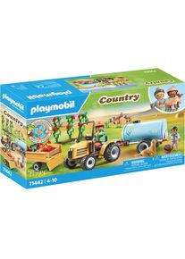 Playmobil Konstruktions-Spielset &raquo;Traktor mit Anh&auml;nger und Wassertank (71442), Country&laquo; teilweise aus recyceltem Material; Made in Germany