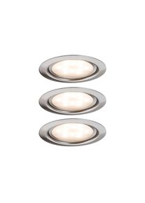 Paulmann Unterschrankleuchte &raquo;3x4, 5W 12VA 230V/350mA 65mm Metall Eisen geb&uuml;rstet, 3er Set&laquo; 3 Stk. Warmwei&szlig; LED M&ouml;bel Einbauleuchten Set
