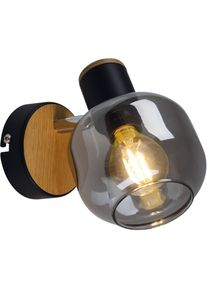 N&auml;ve n&auml;ve Wandleuchte &raquo;Fumoso&laquo; E14 1 Stk. 1er Spot>>Fumoso<<, excl.1xE14 max.40W, Smoking Glas, schwarz/natur