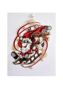 Stickereien Plauen Fensterbild &raquo;Weihnachtsmann mit Schlitten&laquo;
