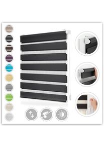 LICHTBLICK ORIGINAL Doppelrollo &raquo;Duo Rollo Klemmfix&laquo; Lichtschutz ohne Bohren freih&auml;ngend Seitenzugrollo, Montage mit beiliegendem, verstellbarem 