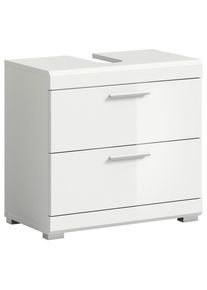 Mid.you Waschbeckenunterschrank, Wei&szlig; Hochglanz, Kunststoff, 2 Schublade(n) Schubladen, 60x56x34 cm, FSC Mix, stehend, Badezimmer, Badm&ouml;bel, Waschbeckenunterschr&auml;nke