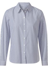 Damer Randig blus med l&auml;ngdreglerbara &auml;rmar blekbl&aring;-gr&auml;ddvit, randig Gr&ouml;&szlig;e 48