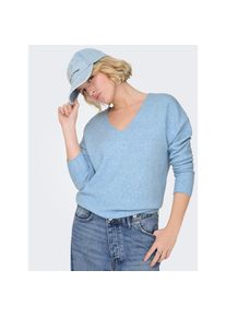 Only, Damen, V-Ausschnitt-Pullover &raquo;ONLRICA LIFE L/S V-NECK PULLO KNT NOOS&laquo;, Little Boy Blue Detail:W. MELANGE, S, Little Boy Blue Detail:W. MELANGE, 