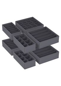 Schubladeneinteilung , Grau , Textil , 8 F&auml;cher , 32x10x32 cm , variabel einteilbar , B&uuml;rom&ouml;bel, B&uuml;robedarf, Sonstiger B&uuml;robedarf