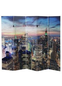 LED-Paravent Trennwand Raumteiler New York, Timer, netzbetrieben 180x200cm, 30 LEDs