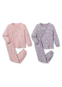 Tchibo - 2 Kinder-Pyjamas - Unisex - Gr. 122/128 - rosa/print