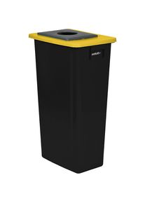 Wertstoffsammler, 1-fach-Sammler, 80 l, Rahmen gelb, Deckel mit runder &Ouml;ffnung eurokraft pro