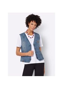 Casual Looks, Damen, Jeansweste, blue-bleached, 52, blue-bleached, Baumwoll-Qualit&auml;t