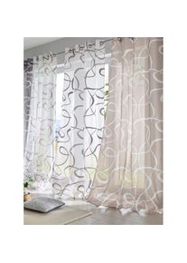 HEINE HOME, Gardine &Ouml;sen 2 Stk. tlg., grau-wei&szlig;, Polyester, 225 cm - &Ouml;sen