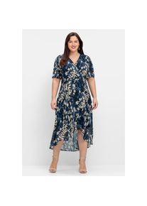 sheego, Damen, Sommerkleid &raquo;Abendkleid&laquo;, nachtblau-gemustert, Normalgr&ouml;&szlig;en, 44 - Normalgr&ouml;&szlig;en, nachtblau-gemustert, kunstvoller Bl&auml;tter-Druck