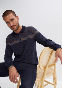 bonprix Shirt polo z długim rękawem, niebieski, 64/66 (3XL)