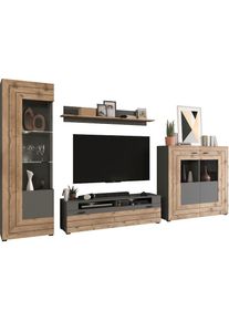 Inosign Wohnwand &raquo;Aalborg, Breite 350cm, 2-farbig, Metallgriffe, 4-teilig, bestehend aus:&laquo; 4 Stk. tlg.