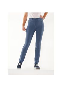 Classic Basics, Damen, Stretch-Hose, rauchblau-meliert, 25 - Kurzgr&ouml;&szlig;en, Dehnbund mit G&uuml;rtelschlaufen