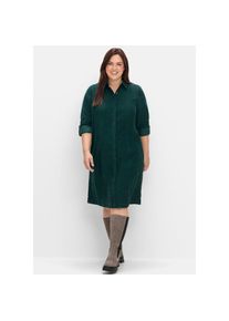 sheego, Damen, Blusenkleid &raquo;Cord-Kleid&laquo;, tiefgr&uuml;n, Normalgr&ouml;&szlig;en, 50 -Normalgr&ouml;&szlig;en, tiefgr&uuml;n,