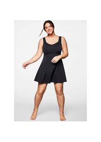 sheego, Damen, Badekleid, schwarz, 44 - Cup D, Cup B, C, D, E, F