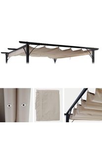 Ersatzbezug 370x300cm f&uuml;r Dach Pergola Pavillon HWC-C42 3,5x3,5m ~ creme